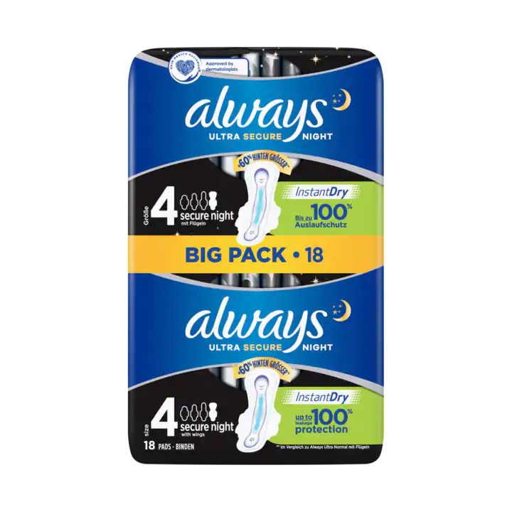Always Ultra Secure Night (Maat 4) Maandverband Vleugels x