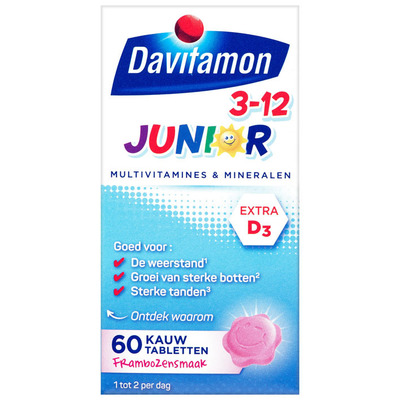 Davitamon Junior 3+ kauwvitamines framboos