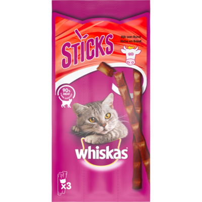 Whiskas Kattensnacks sticks rijk aan rundvlees