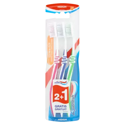 Aquafresh Clean & Flex Medium Tandenborstel 2+1 Gratis