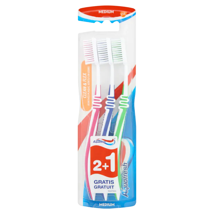Aquafresh Clean & Flex Medium Tandenborstel 2+1 Gratis
