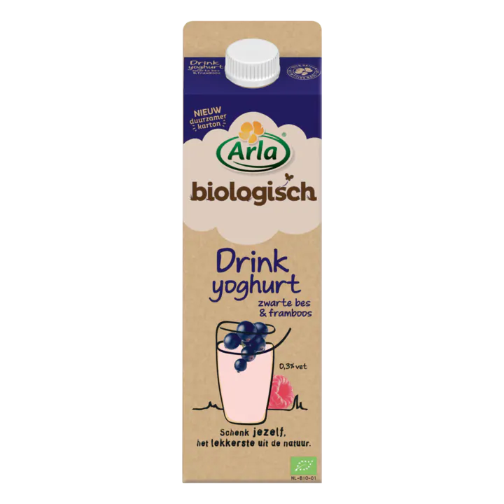 Arla Biologisch Drinkyoghurt Zwarte Bes & Framboos 0,3% Vet