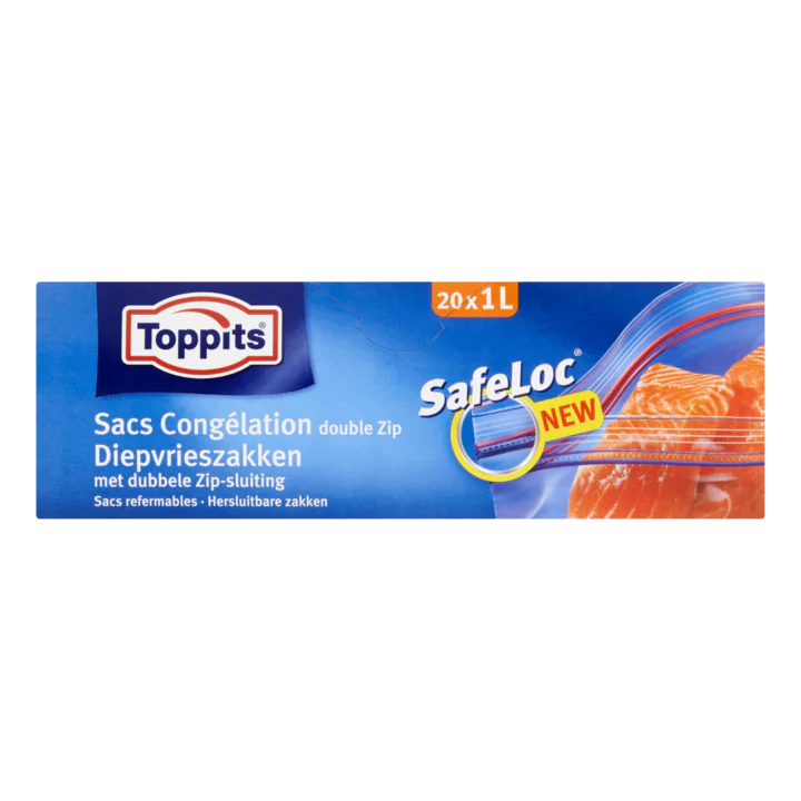 Toppits SafeLoc Diepvrieszakken met Dubbele Zip-Sluiting