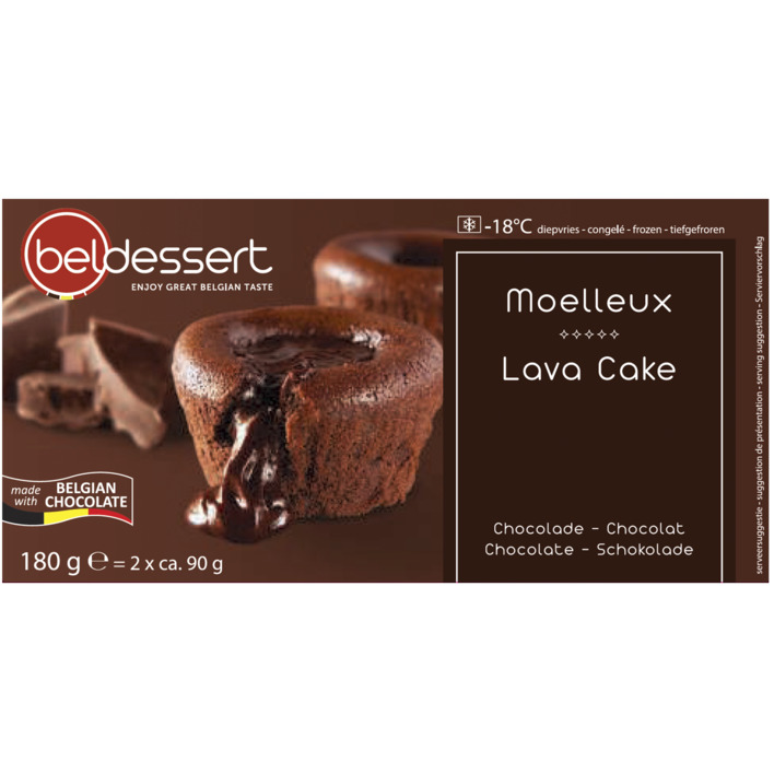 Beldessert Moelleux van chocolade (lava cake)
