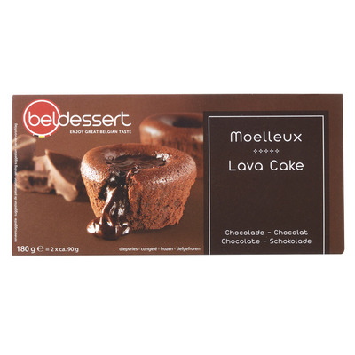 Beldessert Moelleux van chocolade (lava cake)